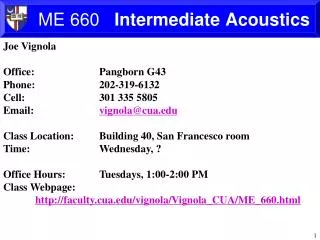 ME 660 Intermediate Acoustics
