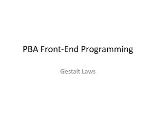 PBA Front-End Programming