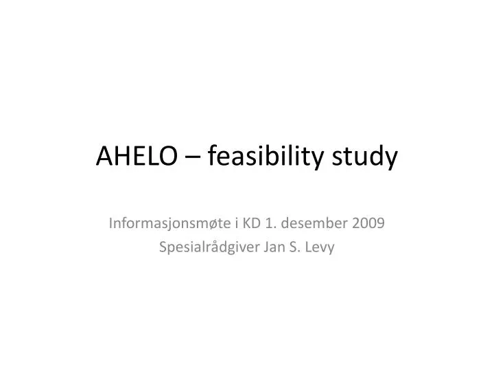 ahelo feasibility study