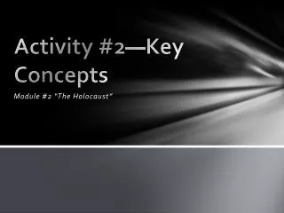 Activity #2—Key Concepts