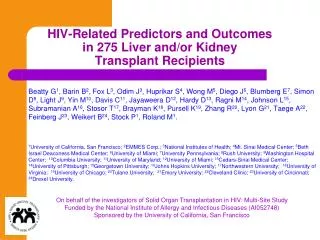 HIV-Related Predictors and Outcomes in 275 Liver and/or Kidney Transplant Recipients