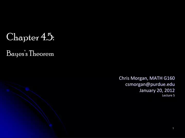 chris morgan math g160 csmorgan@purdue edu january 20 2012 lecture 5