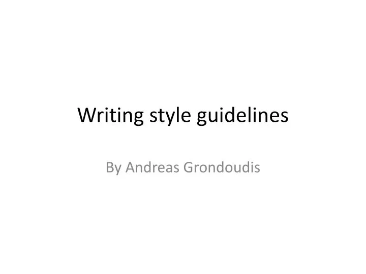 writing style guidelines