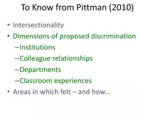 To Know from Pittman (2010)