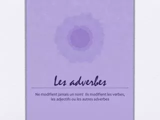 les adverbes