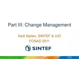 Part III: Change Management