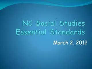 NC Social Studies Essential Standards