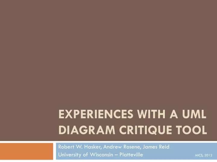 experiences with a uml diagram critique tool