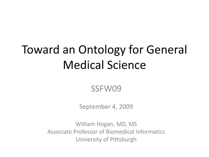 toward an ontology for general medical science