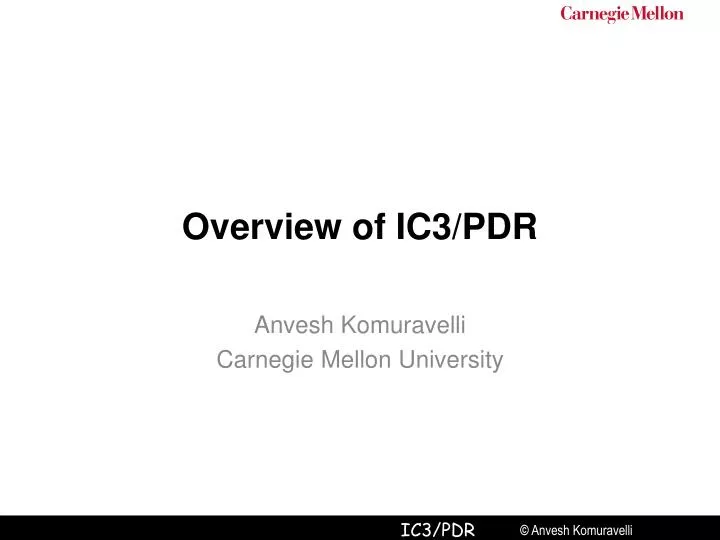 overview of ic3 pdr