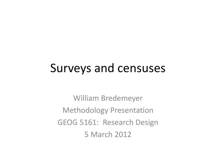 surveys and censuses