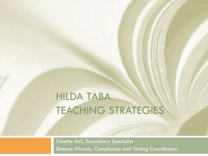 hilda taba teaching strategies