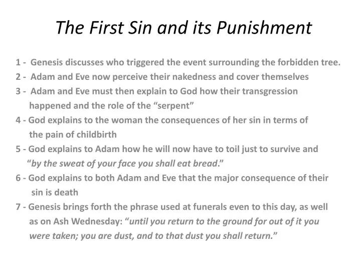 the first sin and its punishment