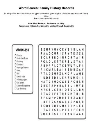 Word Search: Family History Records