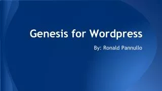 Genesis for Wordpress