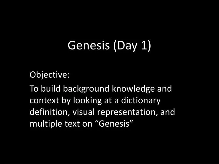 genesis day 1