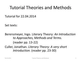 Tutorial Theories and Methods