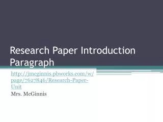 Research Paper Introduction Paragraph