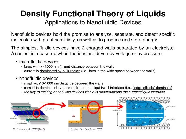 density functional theory of liquids applications to nanofluidic devices