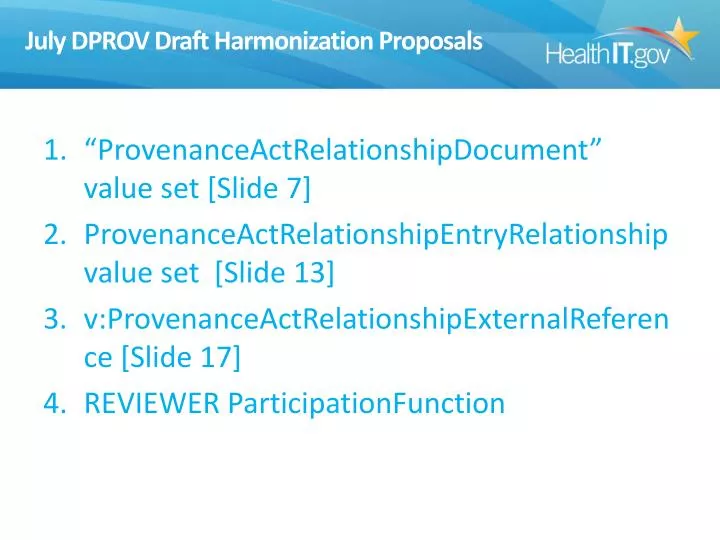 july dprov draft harmonization proposals