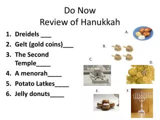 Do Now Review of Hanukkah