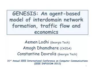 GENESIS: An agent-based model of interdomain network formation, traffic flow and economics