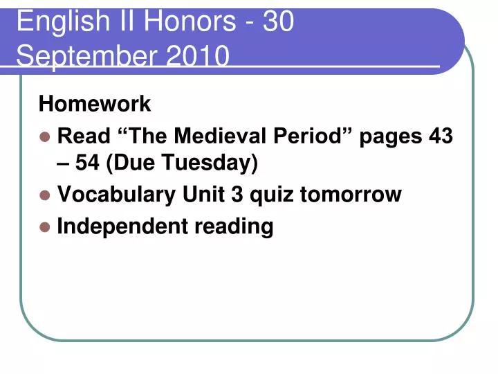 english ii honors 30 september 2010