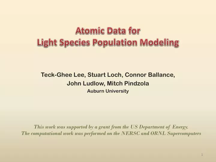 atomic data for light species population modeling