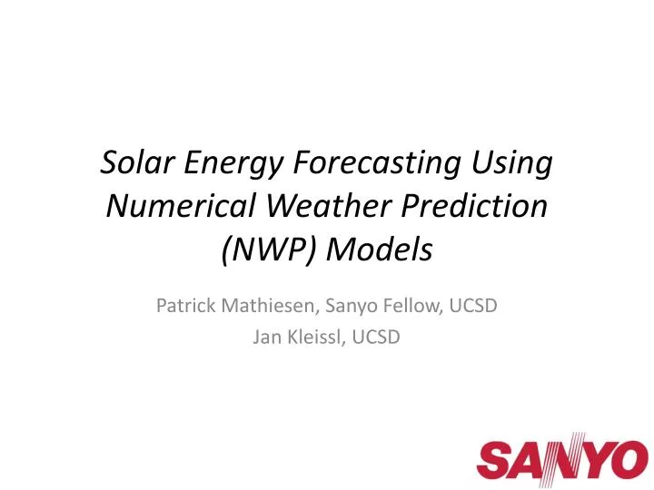 solar energy forecasting using numerical weather prediction nwp models
