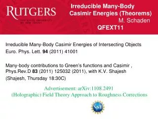 Irreducible Many-Body Casimir Energies (Theorems) 							M. Schaden 				QFEXT11
