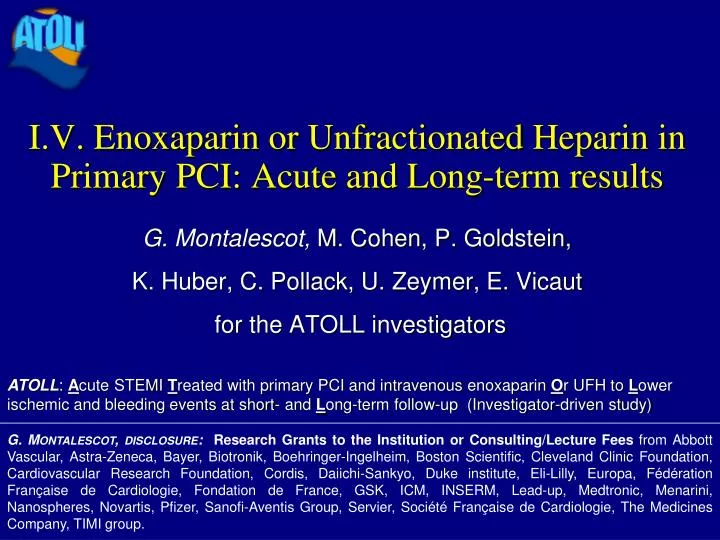 i v enoxaparin or unfractionated heparin in primary pci acute and long term results