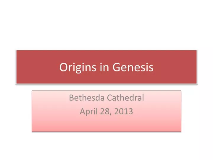 origins in genesis