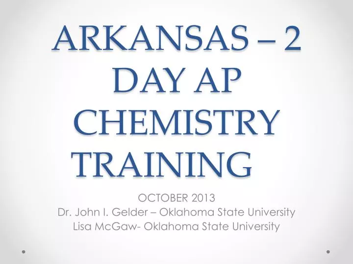 arkansas 2 day ap chemistry training