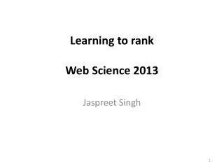 Learning to rank Web Science 2013