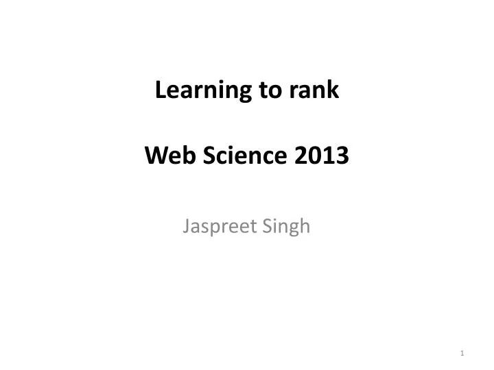 learning to rank web science 2013