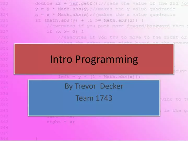 intro programming