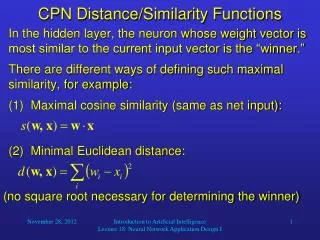 CPN Distance/Similarity Functions