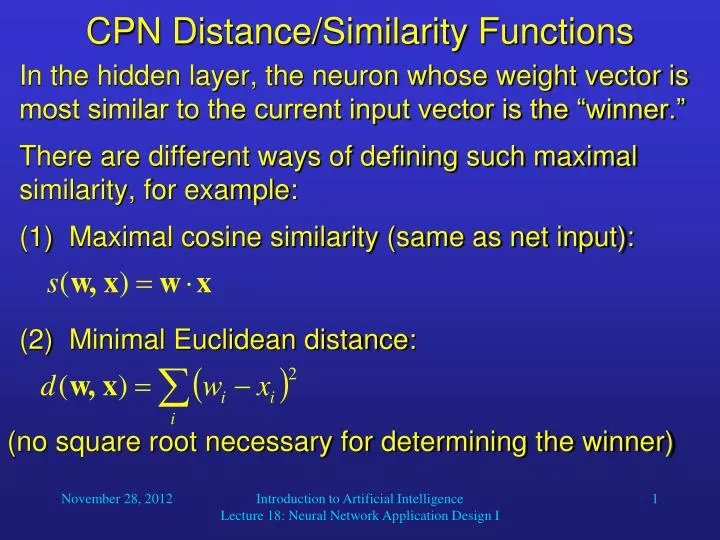 cpn distance similarity functions