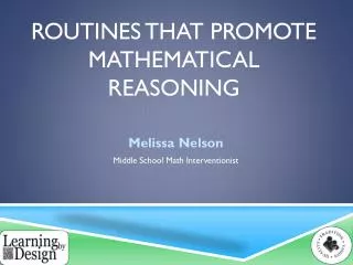 Routines that promote mathematical Reasoning