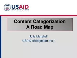 Content Categorization A Road Map