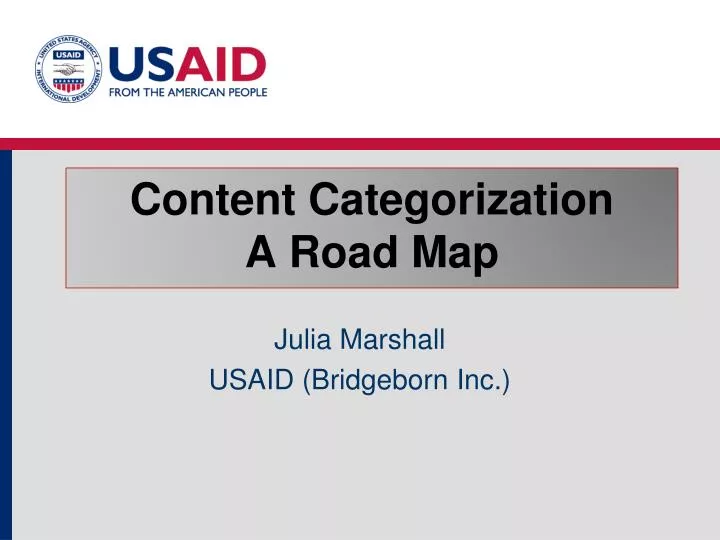 content categorization a road map