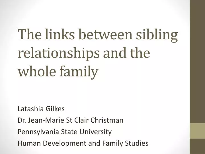 the links between sibling relationships and the whole family