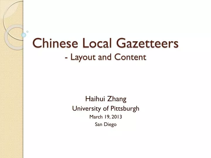 chinese local gazetteers layout and content