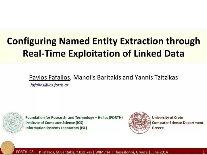 configuring named entity extraction through real time exploitation of linked data
