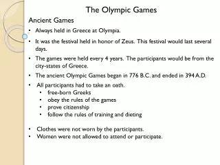 The Olympic Games