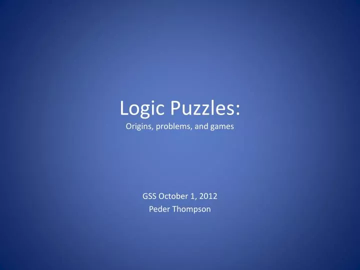logic puzzles origins problems and games