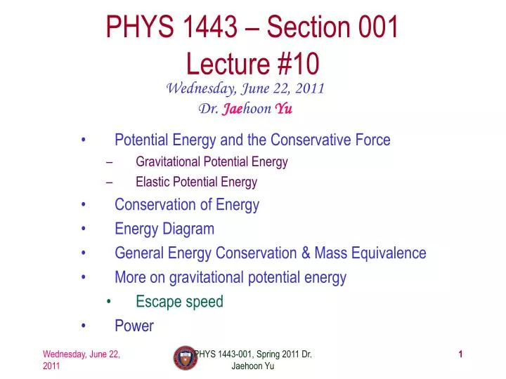 phys 1443 section 001 lecture 10