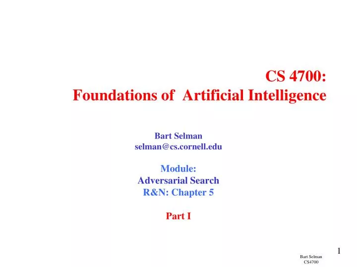 cs 4700 foundations of artificial intelligence