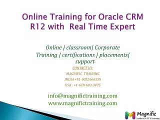 Online Training for Oracle CRM R12 with Real Time Expert