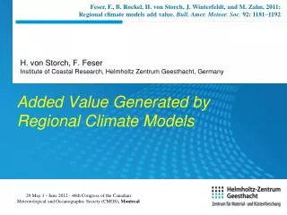 Added Value Generated by Regional Climate Models